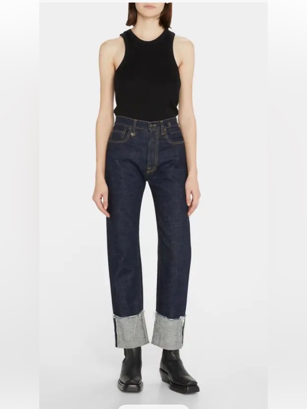 R13 Courtney Slim with Cuff in Indigo Rinse 26